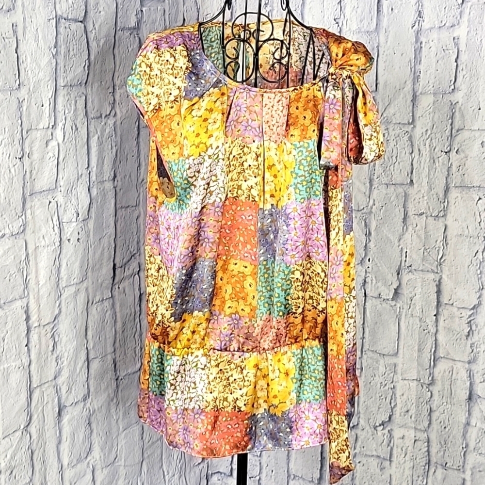 ETCETERA Multicolored Pastel Floral‎ Blouse Size 10